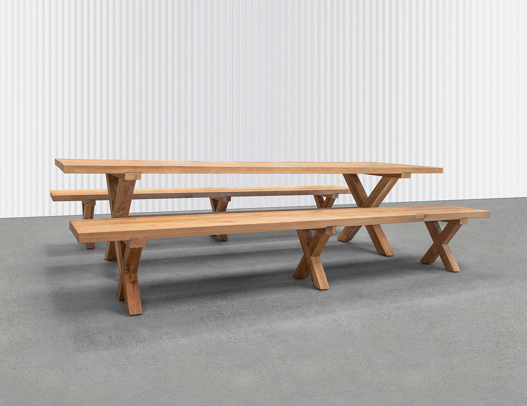 Sovereign Teak X-leg Dining Set-3PCS