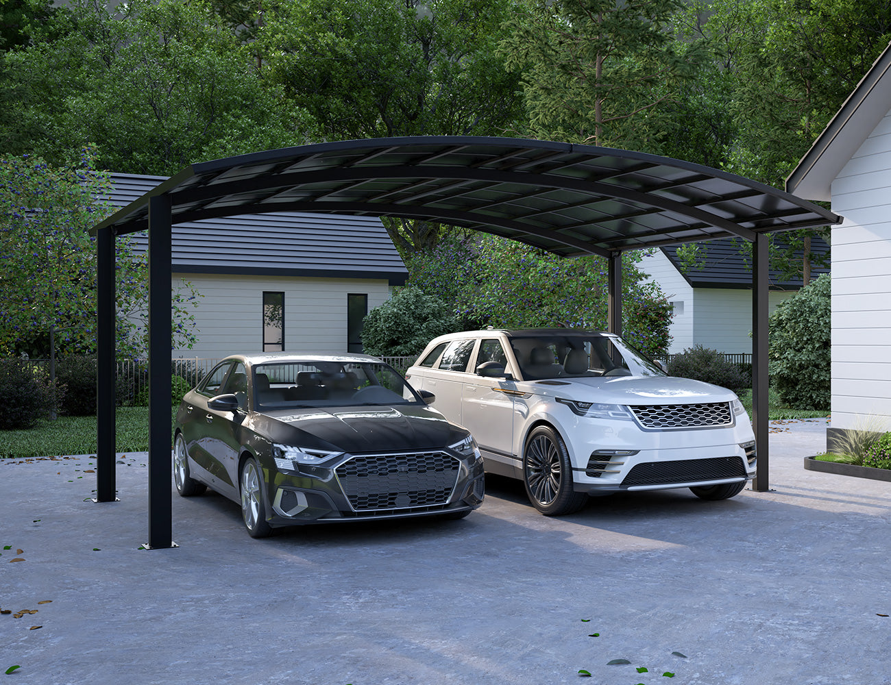 Two Car Double Carport-560x 550 x 316cm, Colour: Black / Dark Grey,