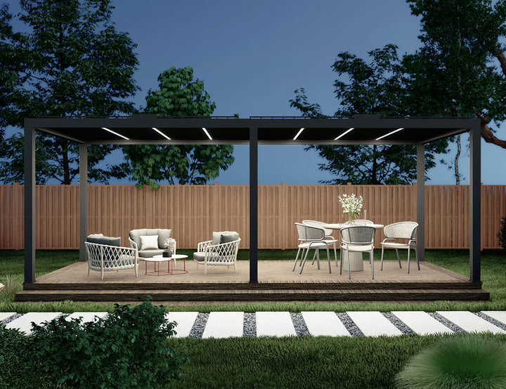 Draft Little Oneroa Motorised Freestanding Louvre Roof Aluminium Pergola, Size: 2 x 2m, Colour: White