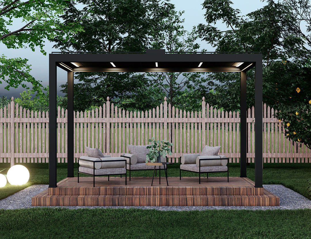 Draft Little Oneroa Motorised Freestanding Louvre Roof Aluminium Pergola, Size: 2 x 2m, Colour: White