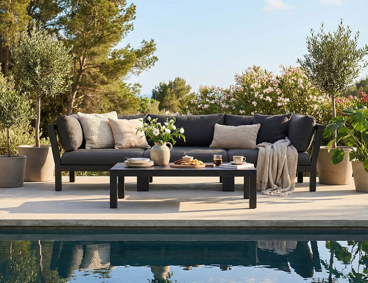 Newport Aluminium Outdoor Armless Sofa Set - 3 Seat