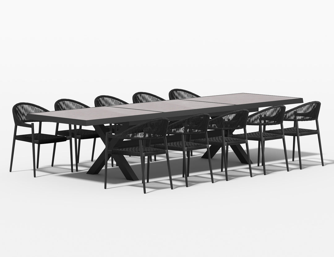 Accentor Extendable Table (240-360)cm With Magpie Chairs 11-Piece Outdoor Dining Set