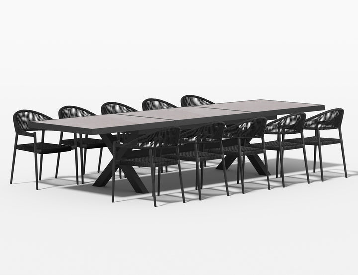 Accentor Extendable Table (240-360)cm With Magpie Chairs 11-Piece Outdoor Dining Set
