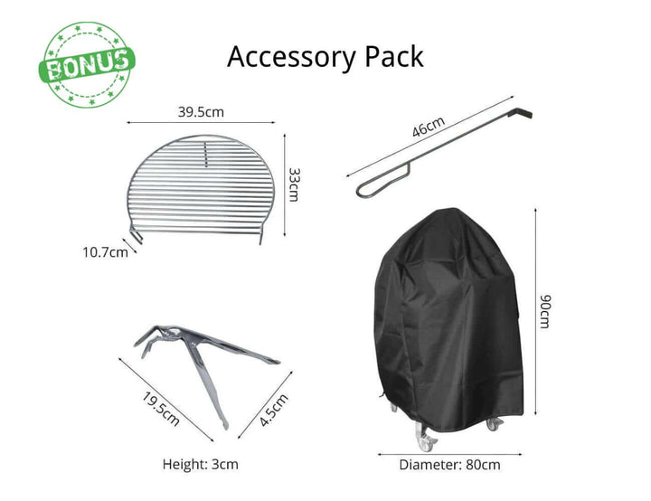 21-Inch Kamado Ceramic Charcoal Grill Pro With Bonus Accessory Pack