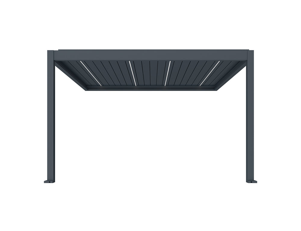 Caribbean Motorised Wall Mounted Louvre Roof Aluminium Pergola, Size: 4 x 3.9m, Colour: Charcoal