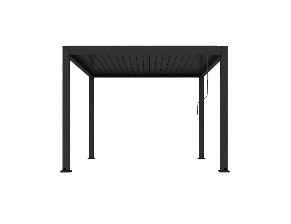 Draft Little Oneroa Manual Freestanding Louvre Roof Aluminium Pergola, Size: 2 x 2m, Colour: Black