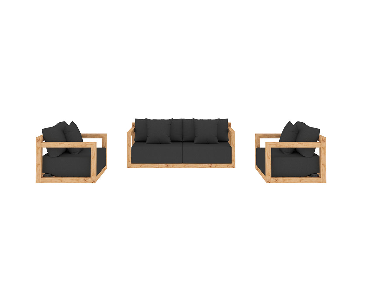 Ibis Outdoor Teak Sofa Sectional Loveseat Set  - 3pcs