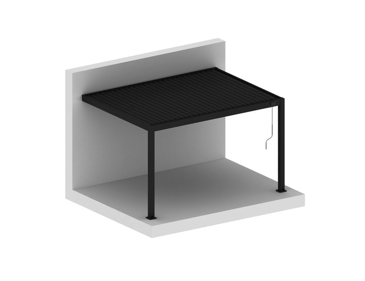 Draft Hekerua Manual Wall Mounted Louvre Roof Aluminium Pergola, Size: 3 x 3m, Colour: Black