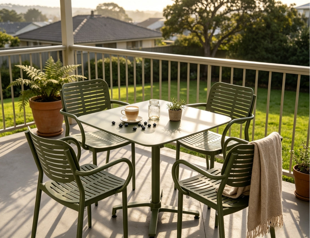 Canary Folding Table With Cardinal Armchairs 5-Piece Aluminium Dining Set