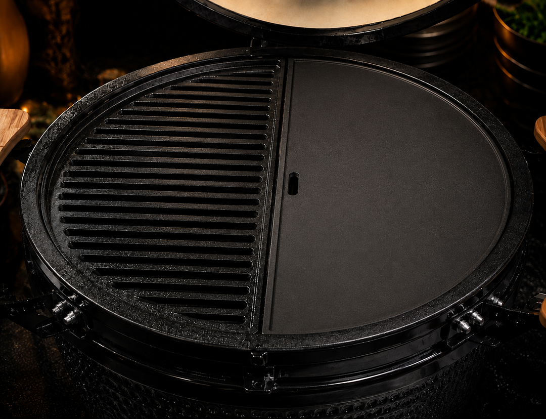 Half Moon Cast Iron Reversible Griddle For 21-Inch Kamado