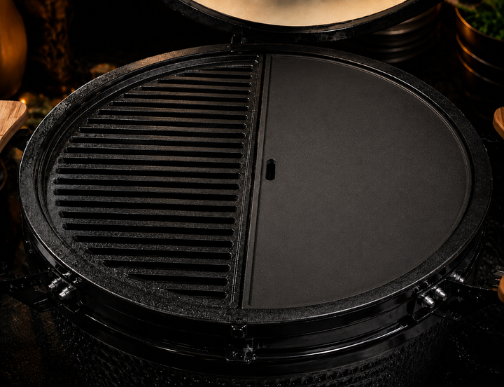 Half Moon Cast Iron Reversible Griddle For 21-Inch Kamado
