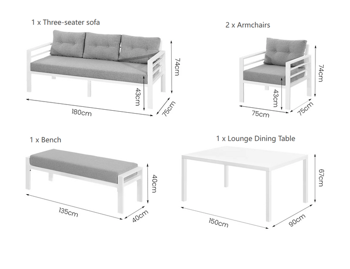 Egret 2.0 Outdoor Lounge & Dining Set-5 Piece