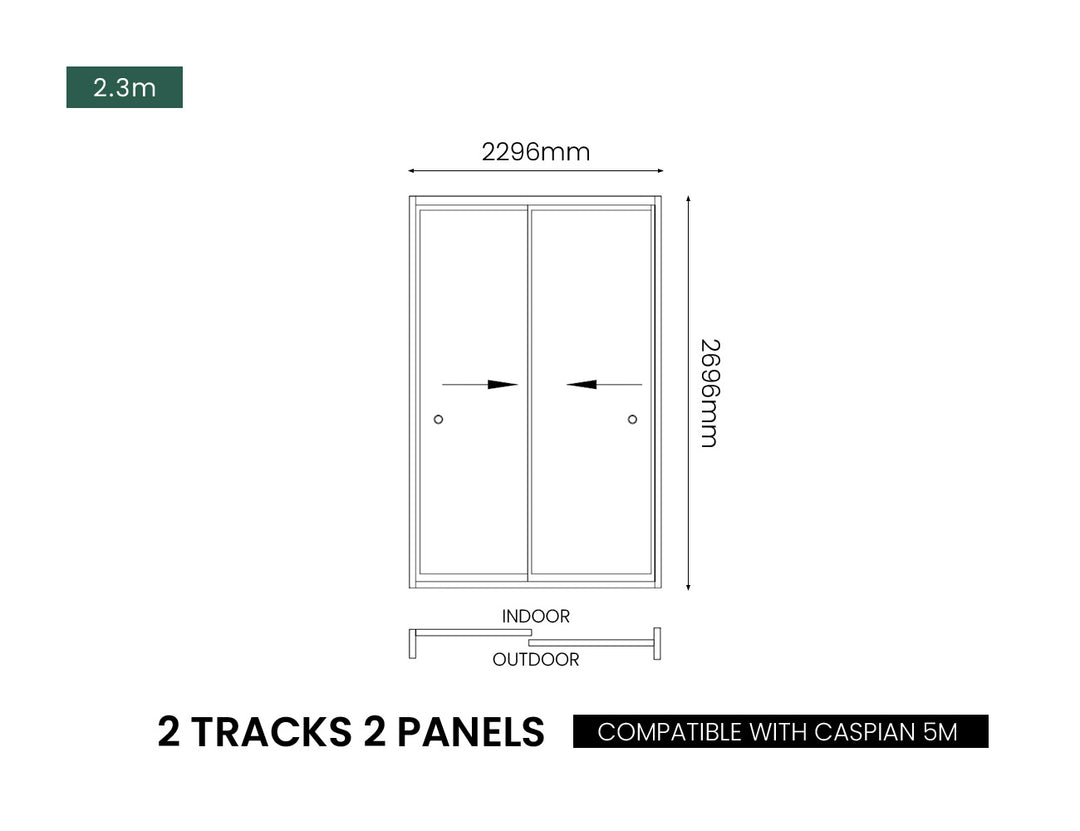 Frameless Glass Sliding Door for Caribbean & Caspian Wall Mounted Pergola