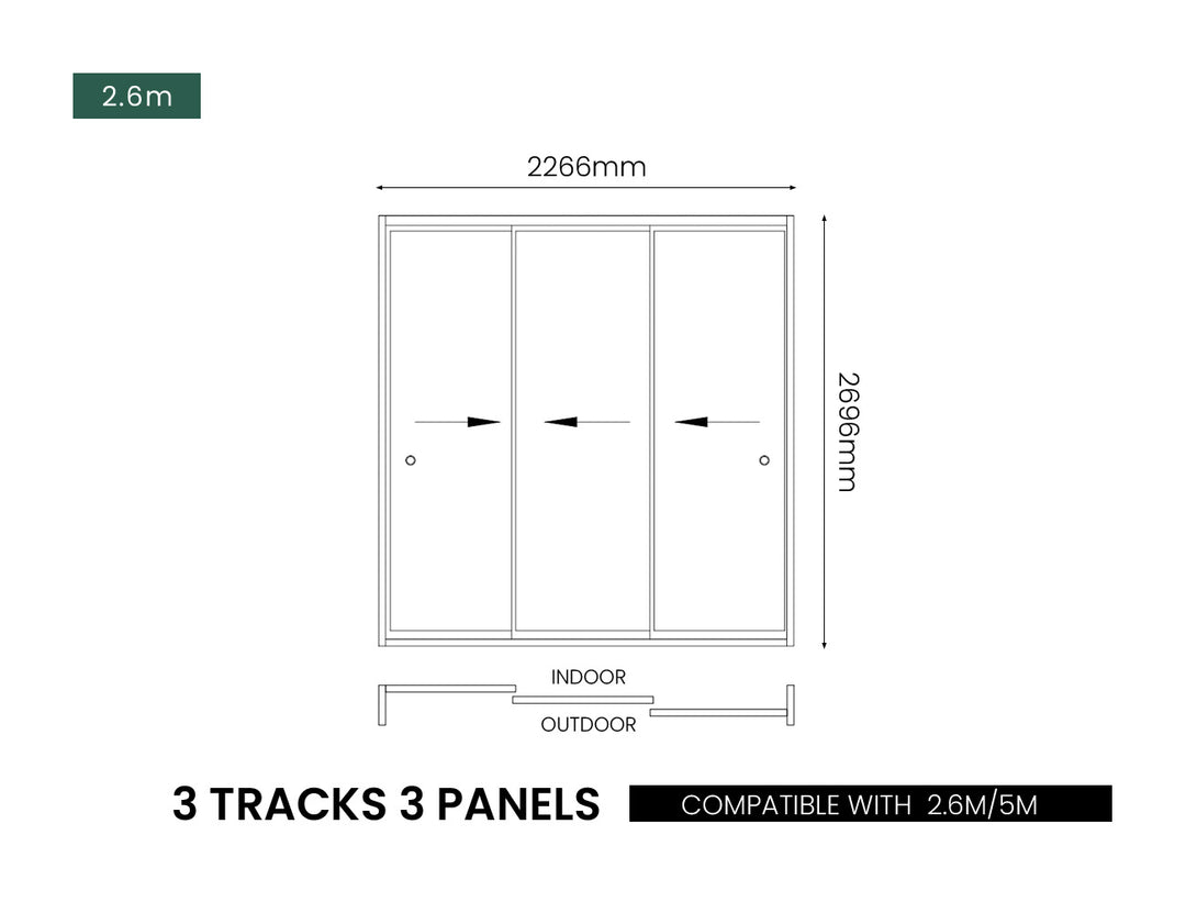 Frameless Glass Sliding Door for Caribbean & Caspian Wall Mounted Pergola