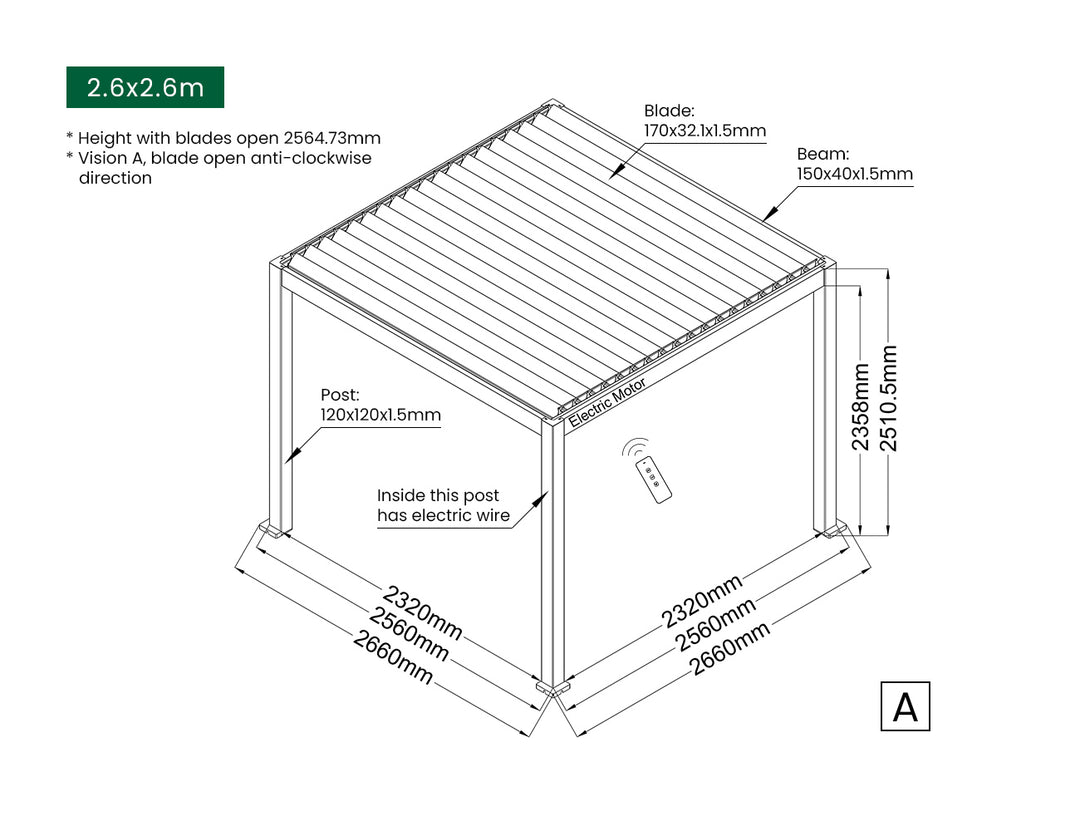 Baltic Motorised Freestanding Louvre Roof Aluminium Pergola