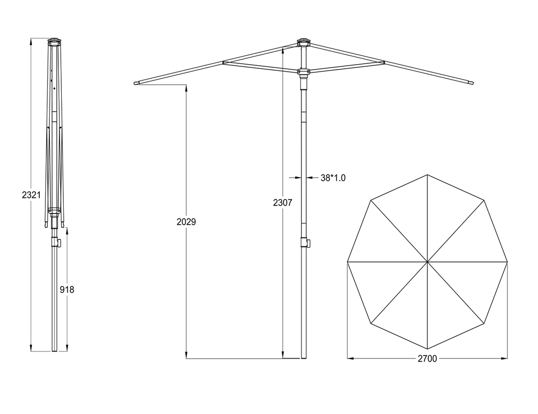 Living Culture 2.7m Round-Market Umbrella - Green