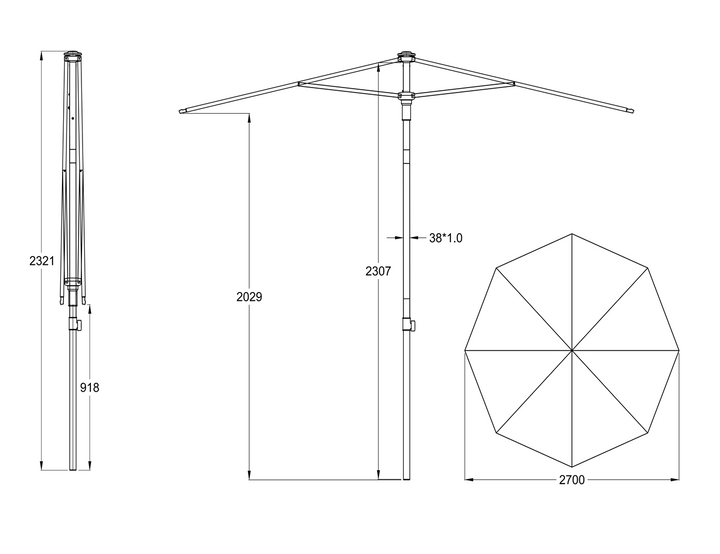 Kryon 2.7m Round Market Umbrella