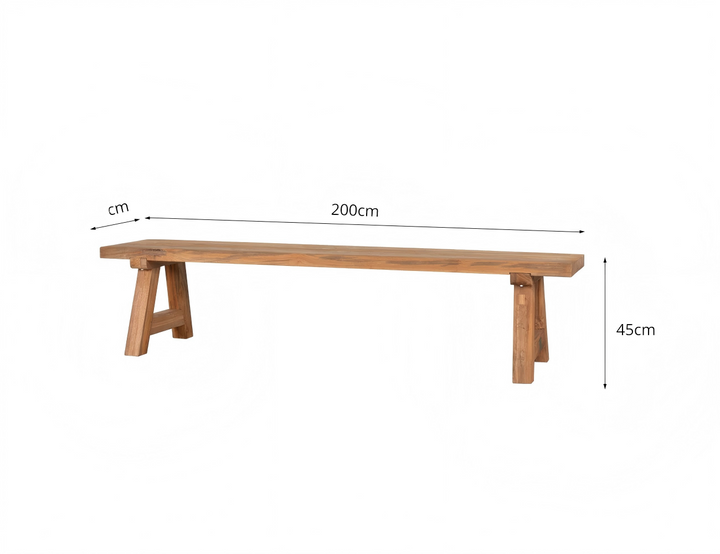 Stalwart Teak A Frame Dining Bench Seat 200 x 40cm