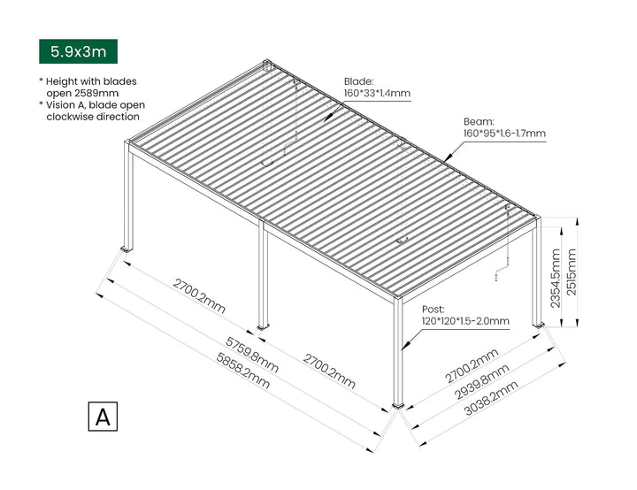 Atlantic Manual Freestanding Louvre Roof