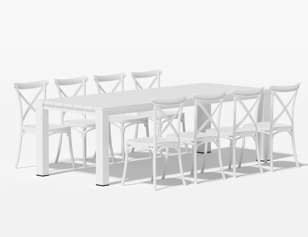 Ficus Table With Avis Chairs 9-Piece Outdoor Dining Set