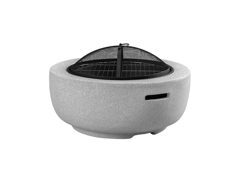 Round MgO Fire Pit Bowl with BBQ Grill Rack, Spark Guard -60cm, ,