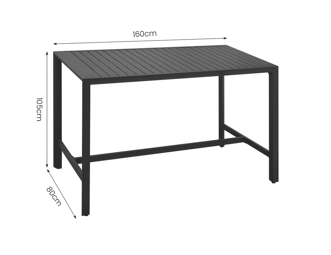 Stratus Outdoor Aluminium Bar Leaner Table, Size: 120cm, Colour: Dark Grey