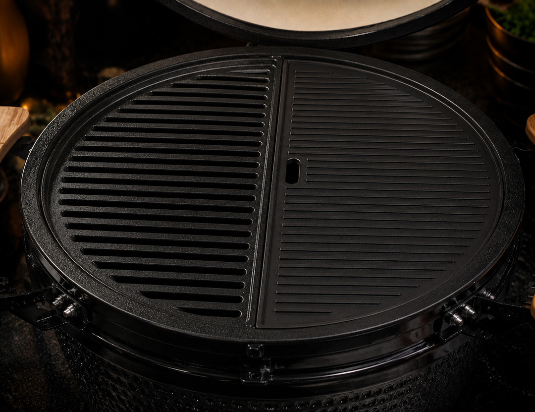 Half Moon Cast Iron Reversible Griddle For 21-Inch Kamado