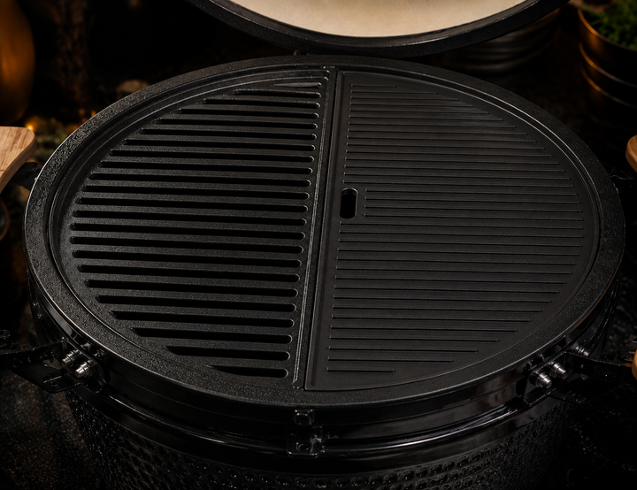 Half Moon Cast Iron Reversible Griddle For 21-Inch Kamado