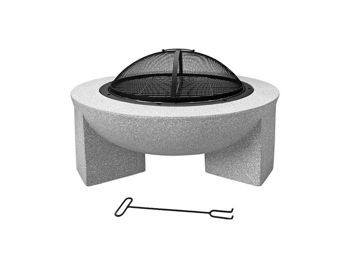Round MgO Fire Pit Bowl with BBQ Grill Rack, Spark Guard -75cm