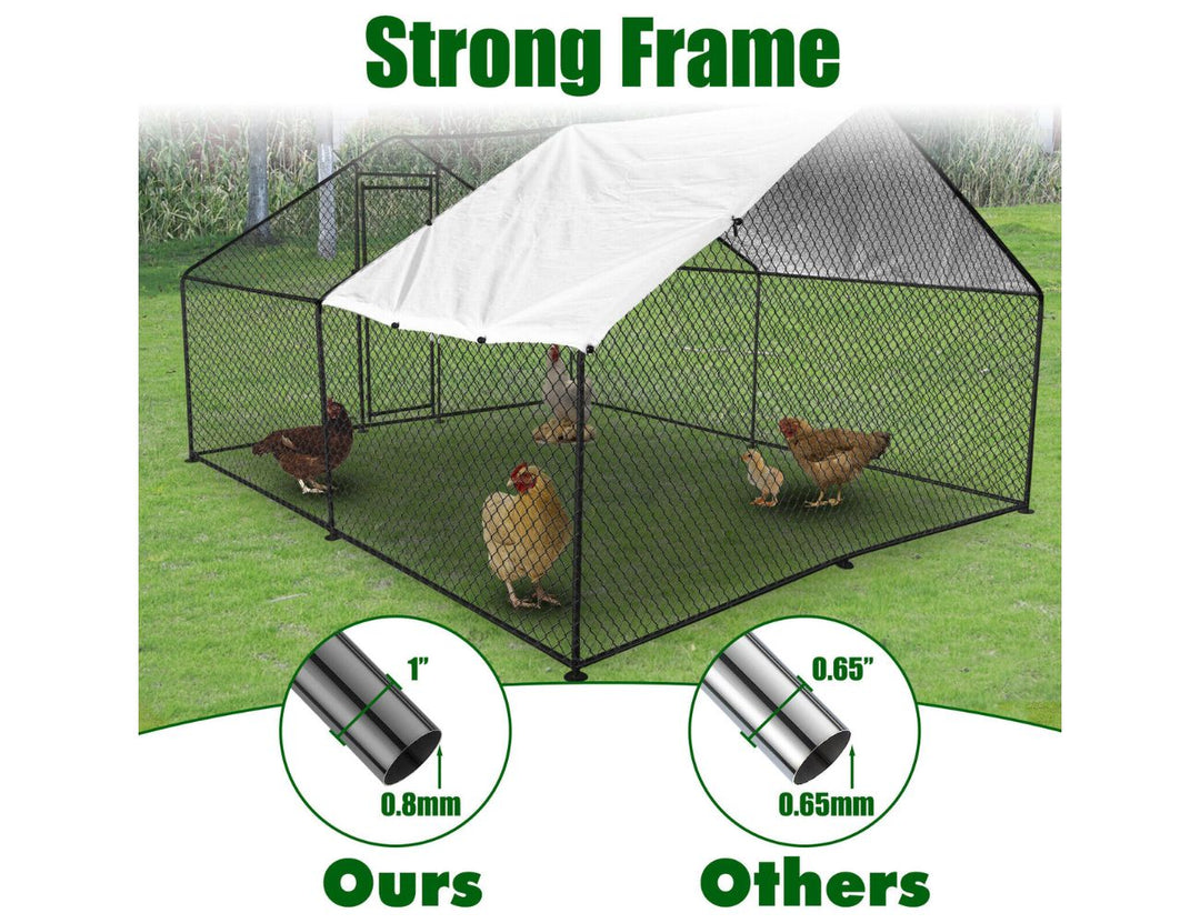 Outdoor Chicken Run With One Cover - 300x600x200cm, Upgraded Frame for Extended Durability