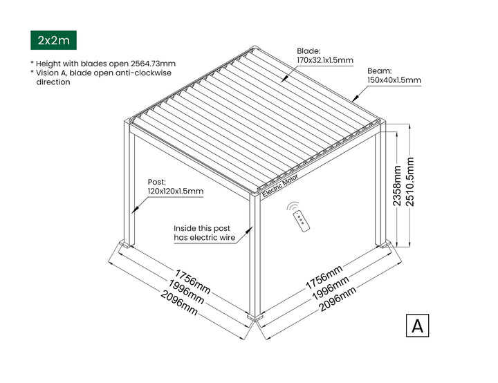 Baltic Motorised Freestanding Louvre Roof Aluminium Pergola