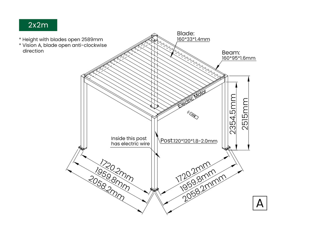 Caspian Motorised Freestanding Louvre Roof Aluminium Pergola