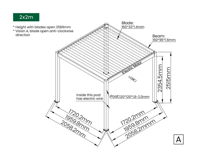 Caspian Motorised Freestanding Louvre Roof Aluminium Pergola