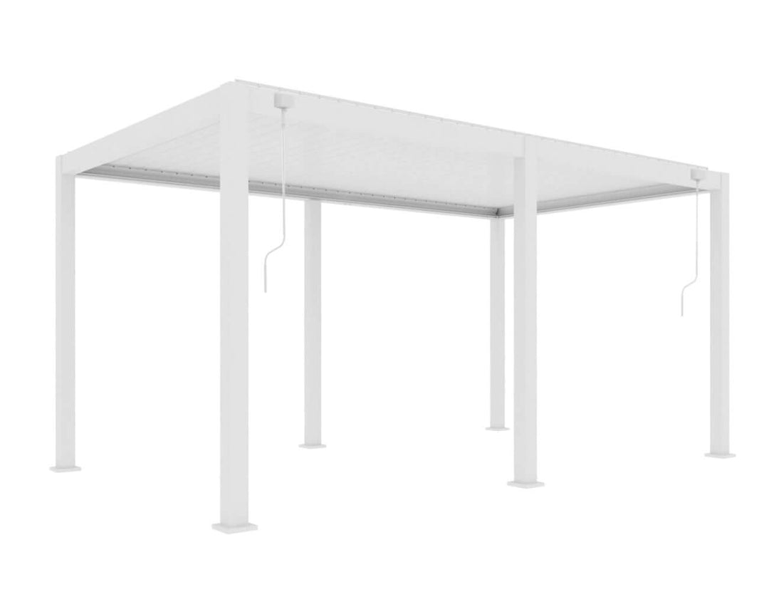 Draft Little Oneroa Manual Freestanding Louvre Roof Aluminium Pergola, Size: 6 x 2m, Colour: White