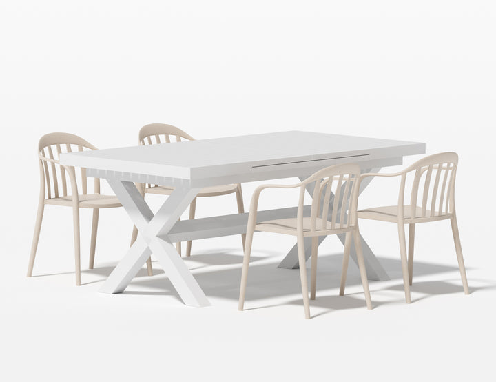 Tuba Extension Table With Alice Chairs 5-Piece Outdoor Dining Set