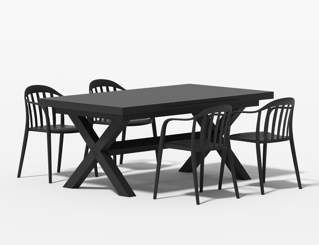 Tuba Outdoor Aluminium Patio Dining Extension Table 180-240 X 100cm