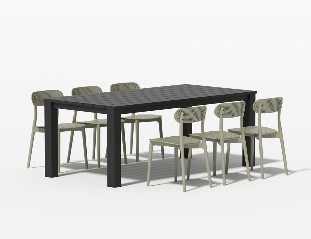 Ficus Table With Abby Chairs 7-Piece Outdoor Dining Set