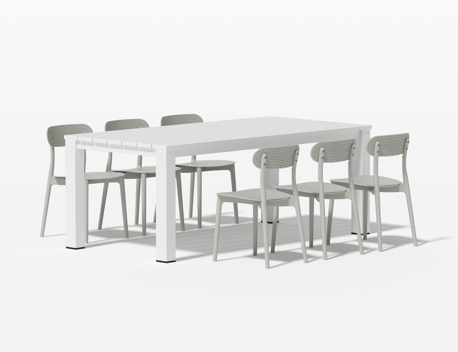 Ficus Table With Abby Chairs 7-Piece Dining Set