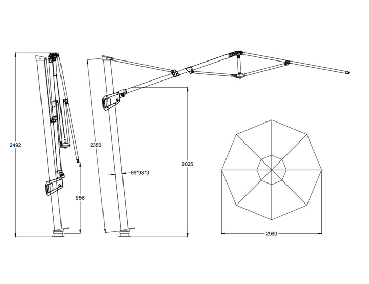 Agave 3m Round Cantilever Umbrella