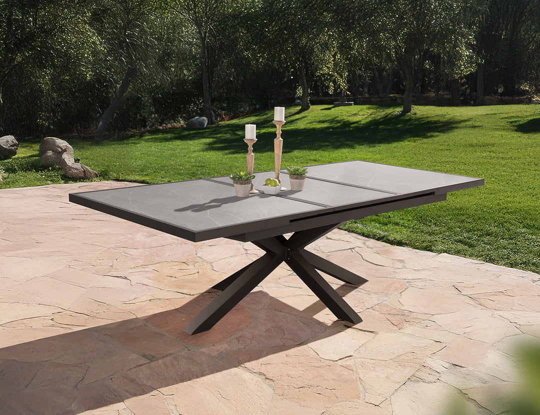 Ceramica Extendable Dining Table, Colour: Dark Grey,