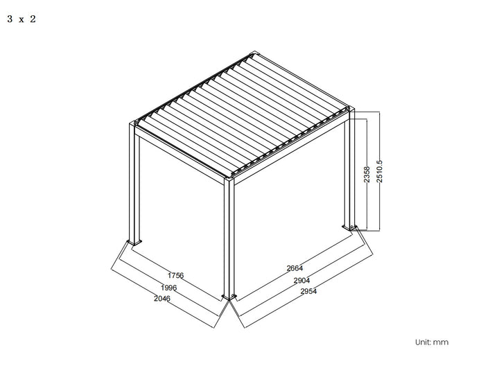 Draft Little Oneroa Manual Freestanding Louvre Roof Aluminium Pergola, Size: 2 x 2m, Colour: White
