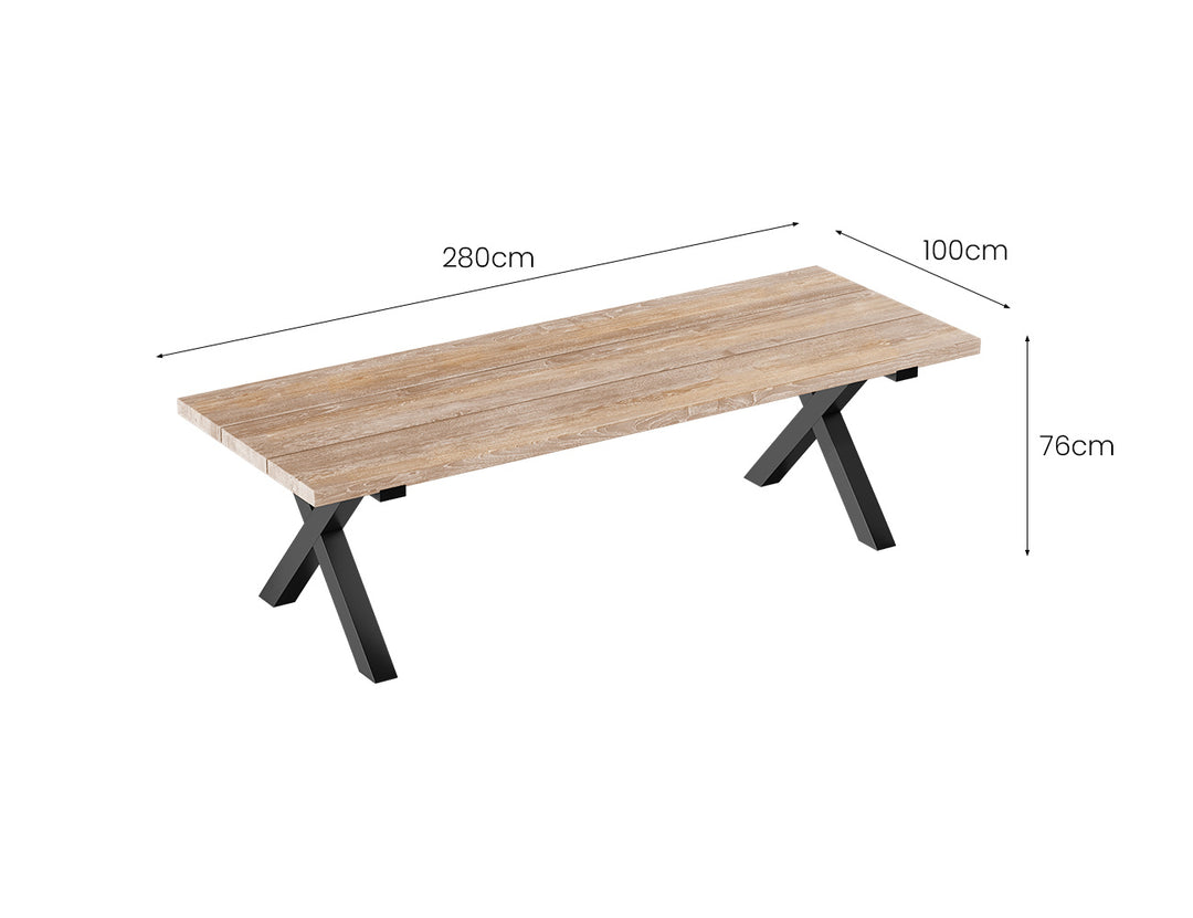 Fortico X-leg Teak Table 280cm