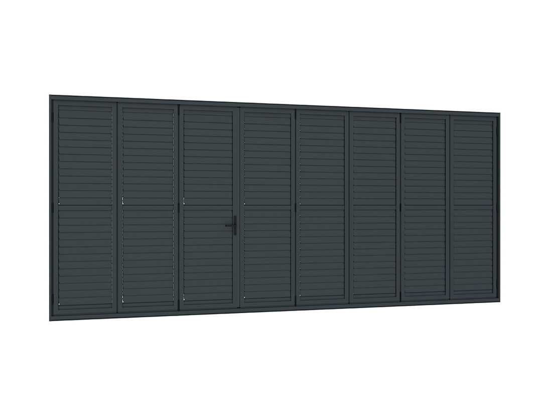 Pacific Freestanding Pergola Bifold Shutter Wall