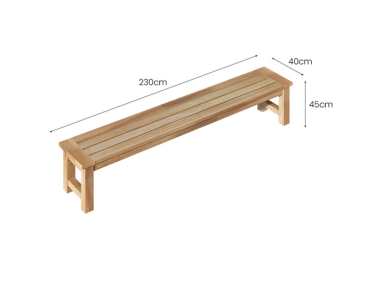Harmony Outdoor Teak Bench 230x 40x 45cm