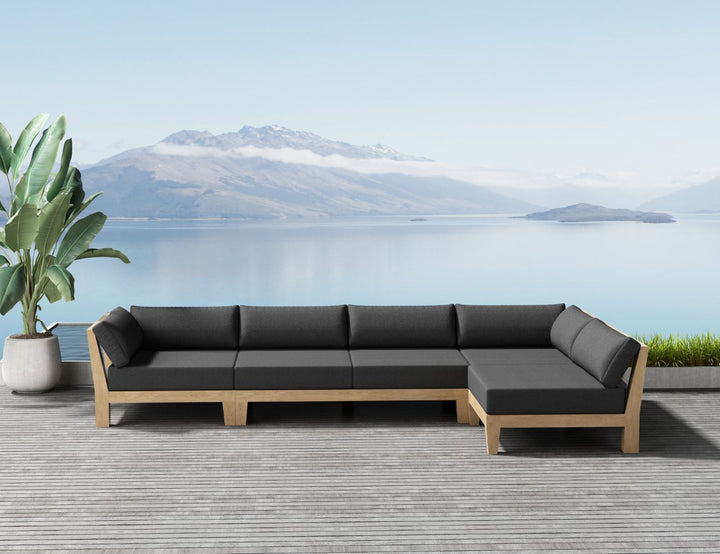 Newport Teak Outdoor Sofa L Sectional - 5 Seat