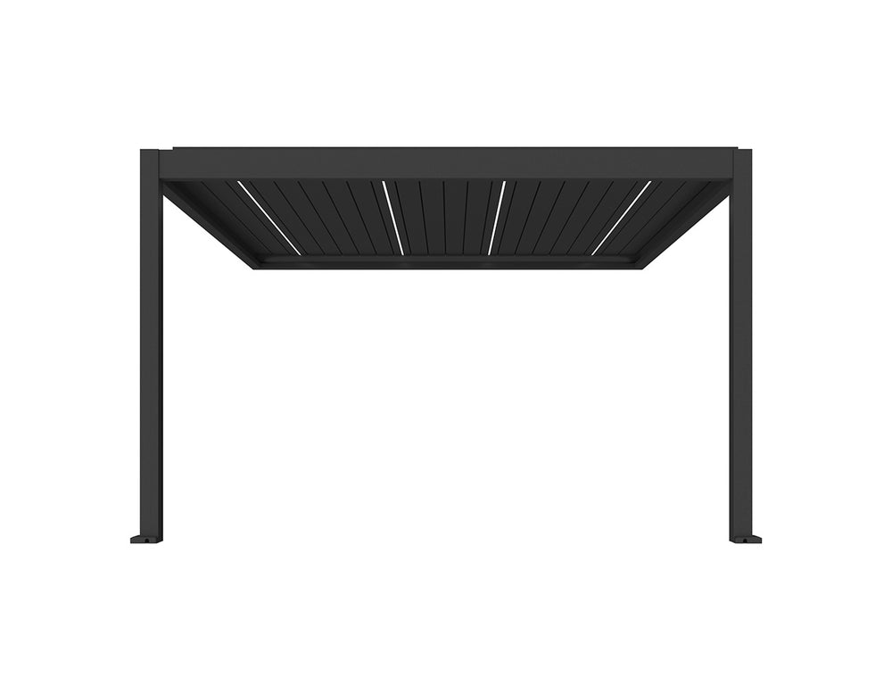 Caribbean Motorised Wall Mounted Louvre Roof Aluminium Pergola, Size: 4 x 3.9m, Colour: Black