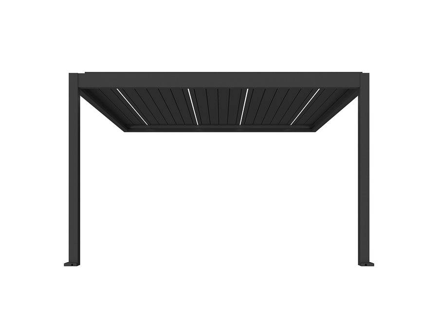 Caribbean Motorised Wall Mounted Louvre Roof Aluminium Pergola, Size: 4 x 3.9m, Colour: Black