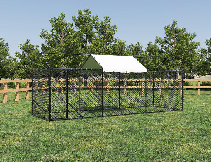 Outdoor Dog Run - 196x582x230cm, Upgraded Mesh and Frame for Extended Durability