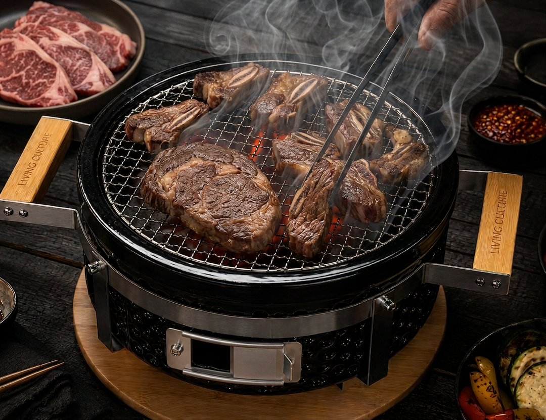 Tottori Ceramic Outdoor Hibachi Tabletop BBQ Grill - Round