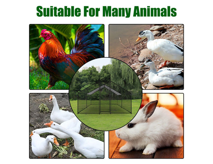 Outdoor Chicken Run With One Cover - 300x200x200cm, Upgraded Frame for Extended Durability, ,